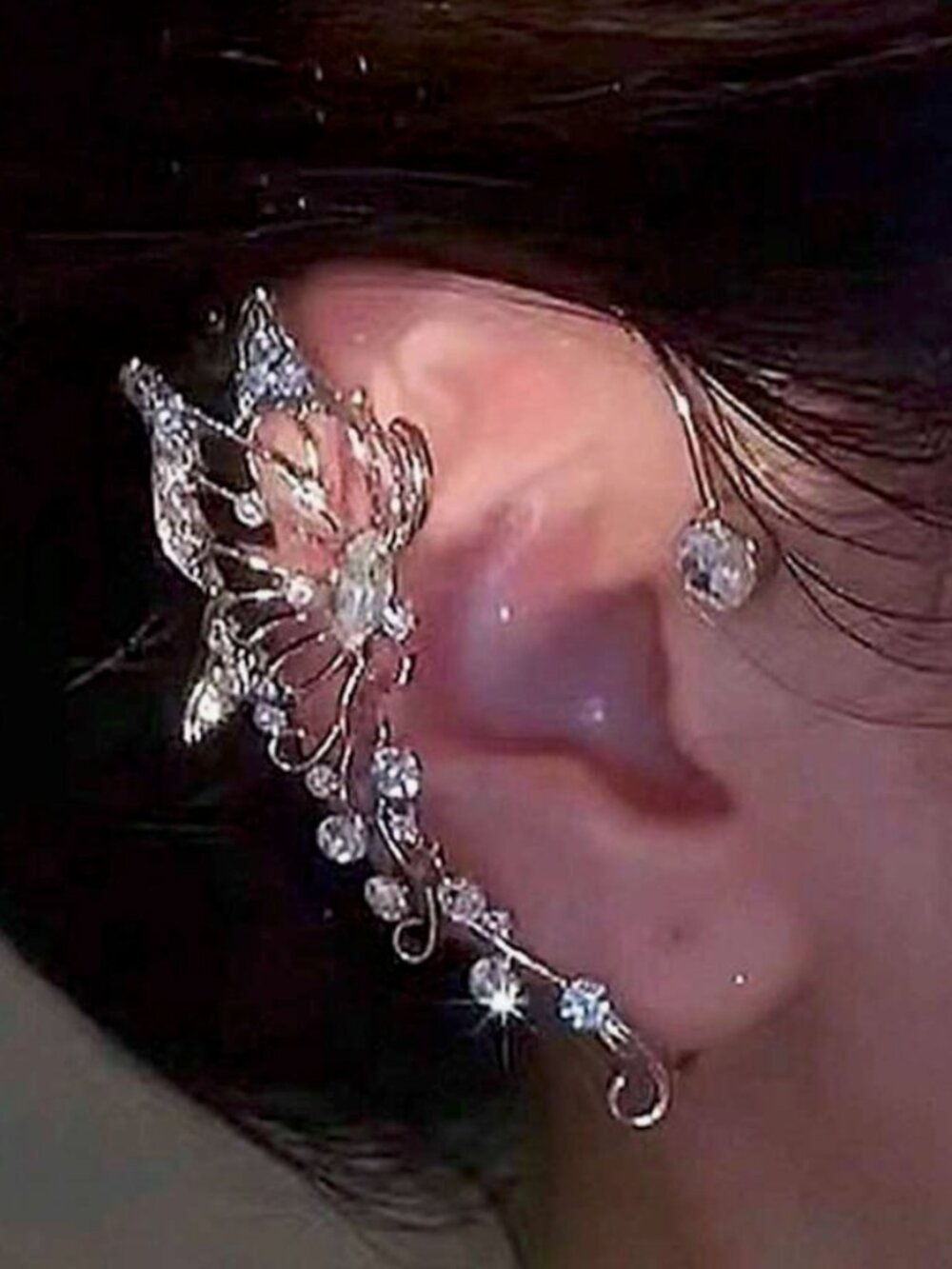 Butterfly Rhinestone Ear Clip
